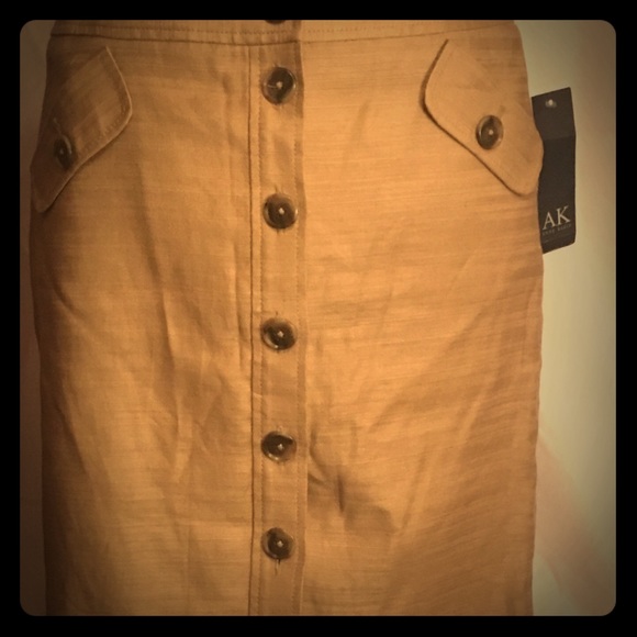 Anne Klein size 4 Skirt beige cotton pockets - Picture 1 of 5